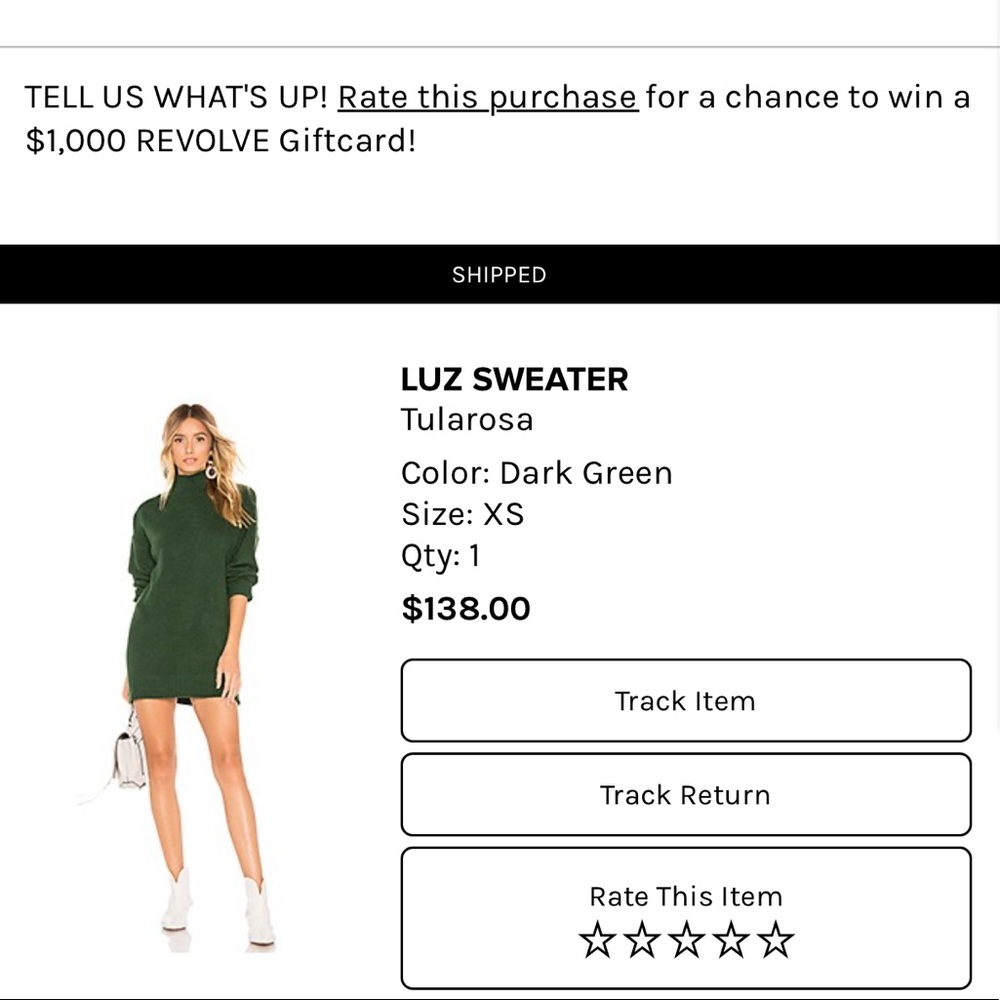 Barely worn Tularosa sweater dress